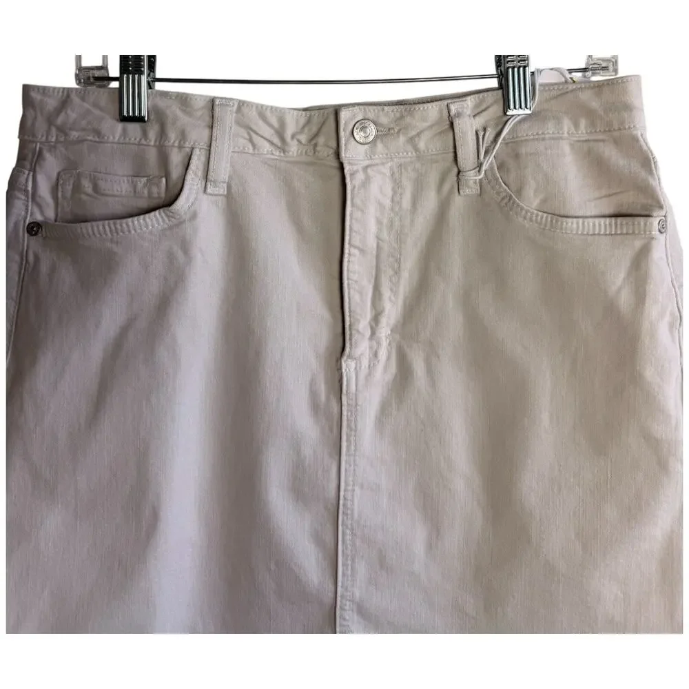 Just Black Denim A-Line Mini Skirt NWT Oat Beige Neutral Large Raw Released Hem
